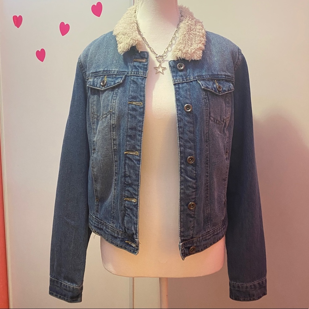 Y2K Ci Sono Faux Shearling Denim Jacket